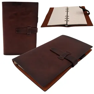 Elegancki notes skórzany A6 retro vintage z zamknięciem EE3