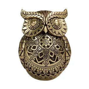 Figurka sowa symbol mądrości – dekoracja złoto-czarna 42971Y3