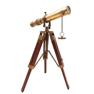 Luneta mosiężna retro na drewnianym trójnogu z regulacją wysokości SR010