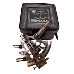 Sekstans mosiężny w skórzanym pudełku ST003
