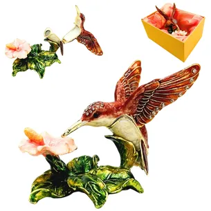 Szkatułka na biżuterię koliber zdobiona kryształkami HX357