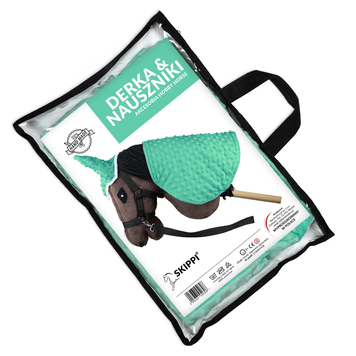 Derka i nauszniki Skippi dla Hobby Horse zielone pastelowe