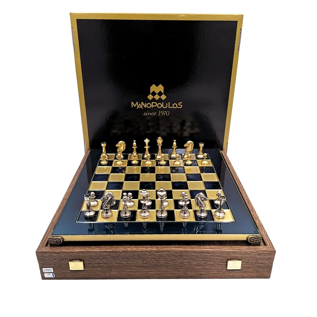Duże klasyczne szachy metalowe Staunton S34 36x36 cm
