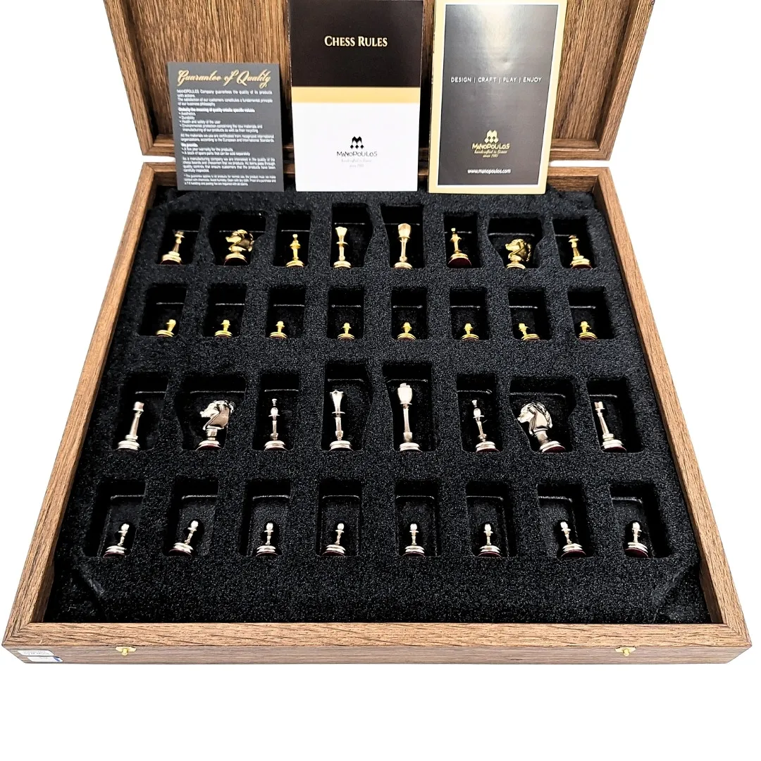 Duże klasyczne szachy metalowe Staunton S34 36x36 cm