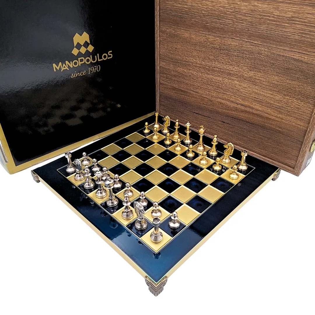 Duże klasyczne szachy metalowe Staunton S34 36x36 cm