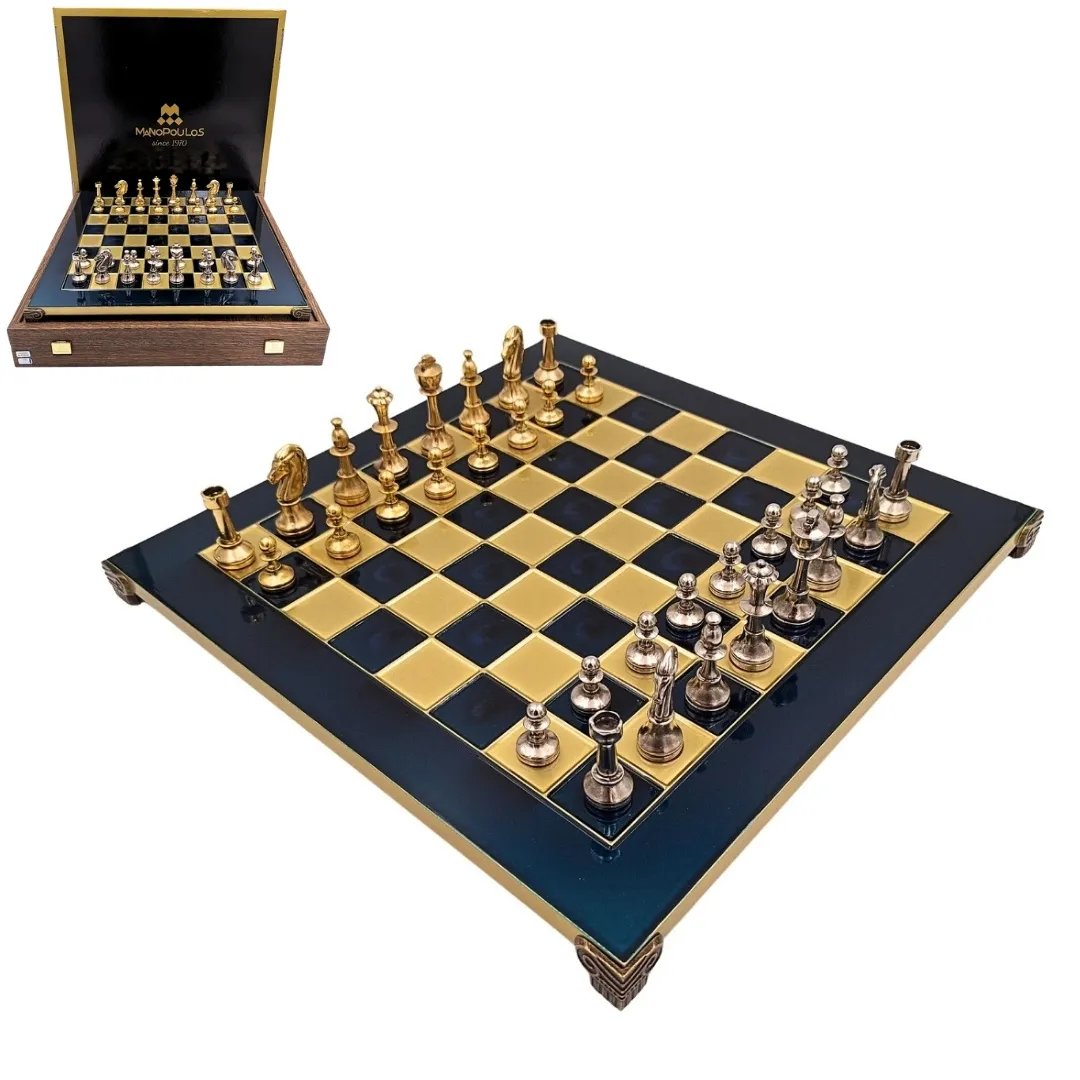 Duże klasyczne szachy metalowe Staunton S34 36x36 cm