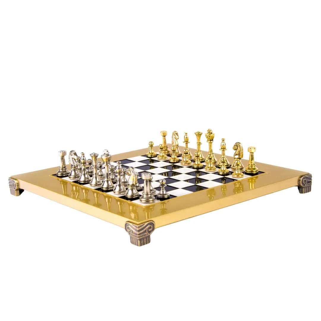 Ekskluzywne szachy mosiężne Staunton S32BLA 28x28 cm