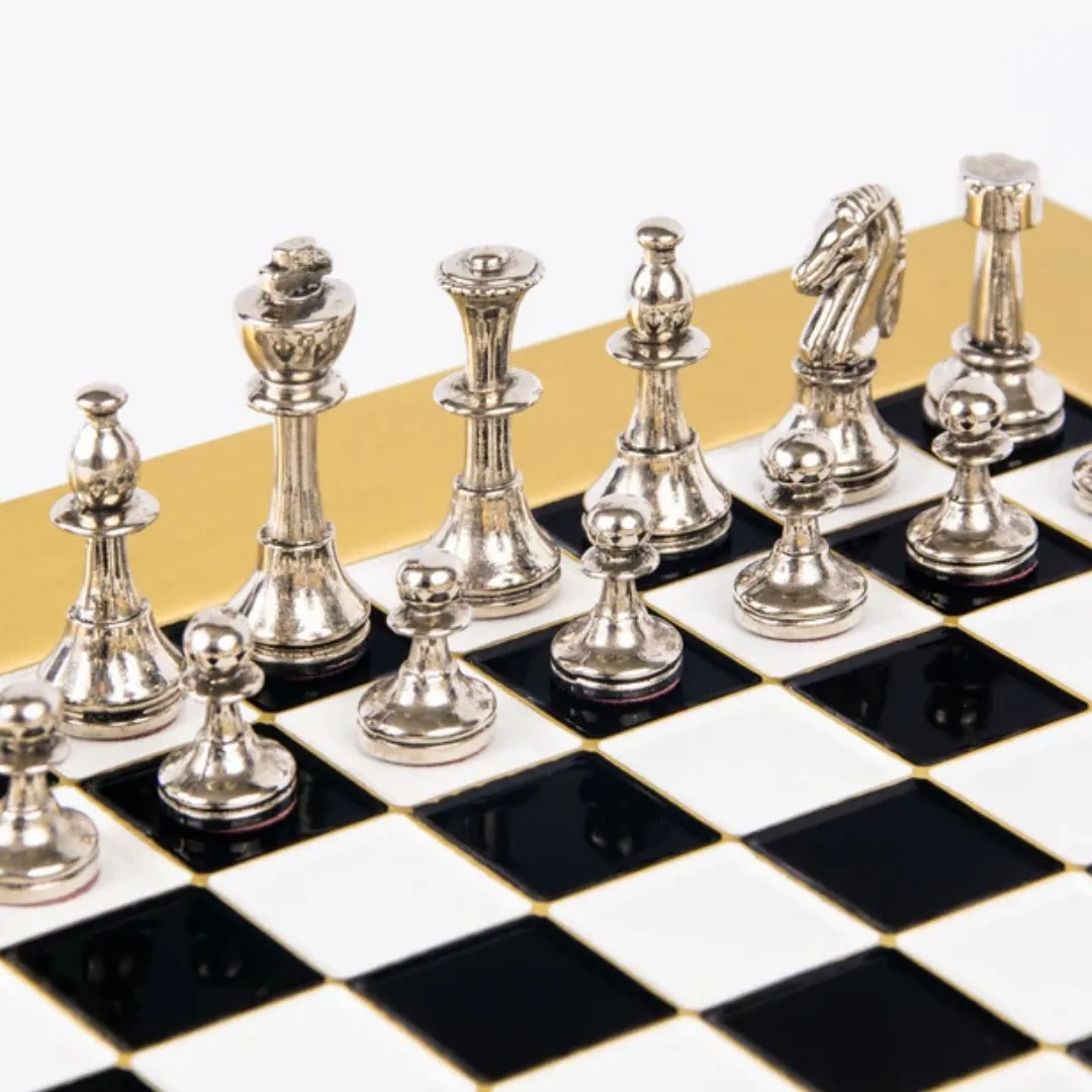 Ekskluzywne szachy mosiężne Staunton S32BLA 28x28 cm