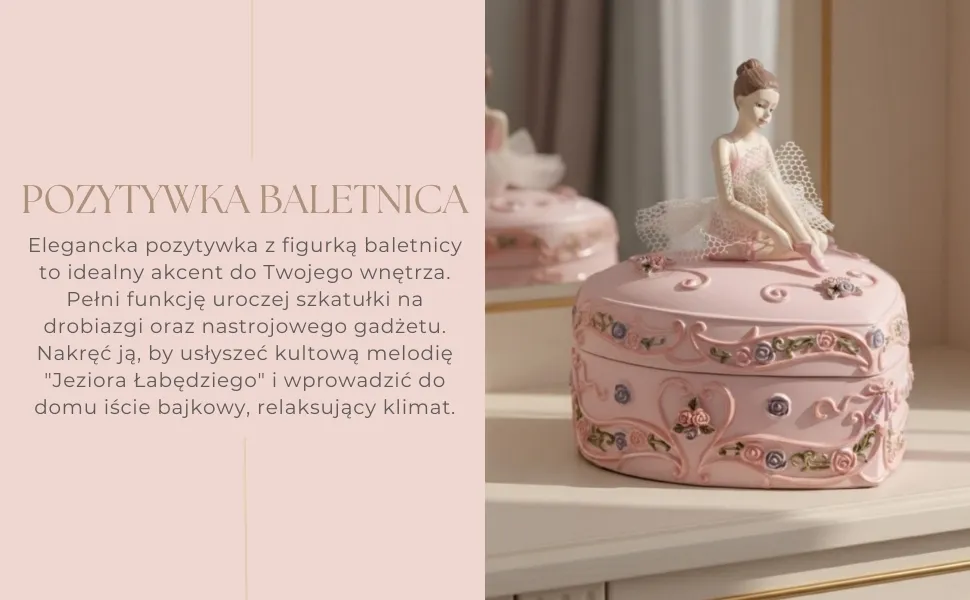 Pozytywka pudełeczko serce z baletnicą Jezioro Łabędzie – MP-19031