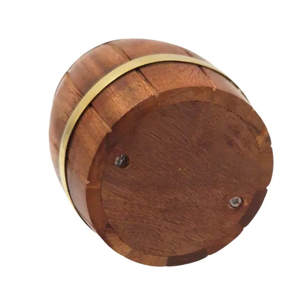 Skarbonka beczka drewniana z okuciami mosiężnymi DNU-001