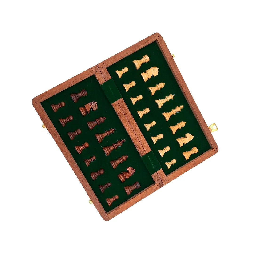 Szachy drewniane magnetyczne 30x30 cm składane G614