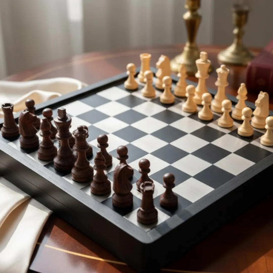 Szachy drewniano-metalowe 33x33 cm G334B