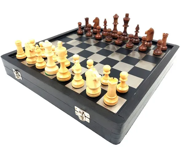 Szachy drewniano-metalowe 33x33 cm G334B