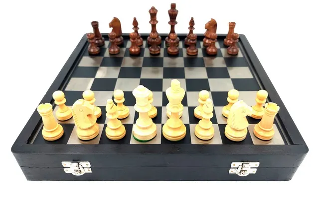 Szachy drewniano-metalowe 33x33 cm G334B