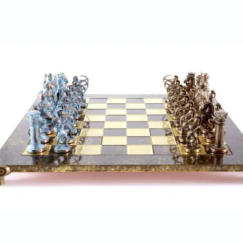 Szachy mosiężne Łucznicy duże 44x44 cm – luksusowy zestaw S10BBRO