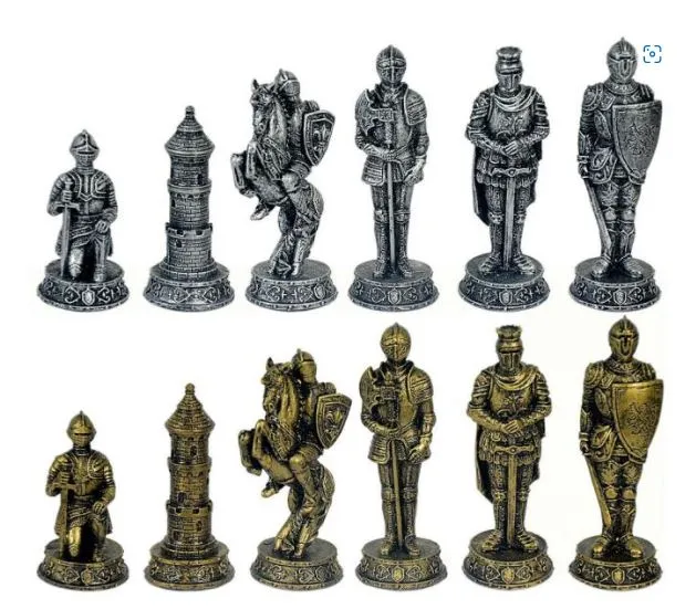 Szachy rycerskie 42 x 42 cm MC-6061 – zestaw z szklaną szachownicą