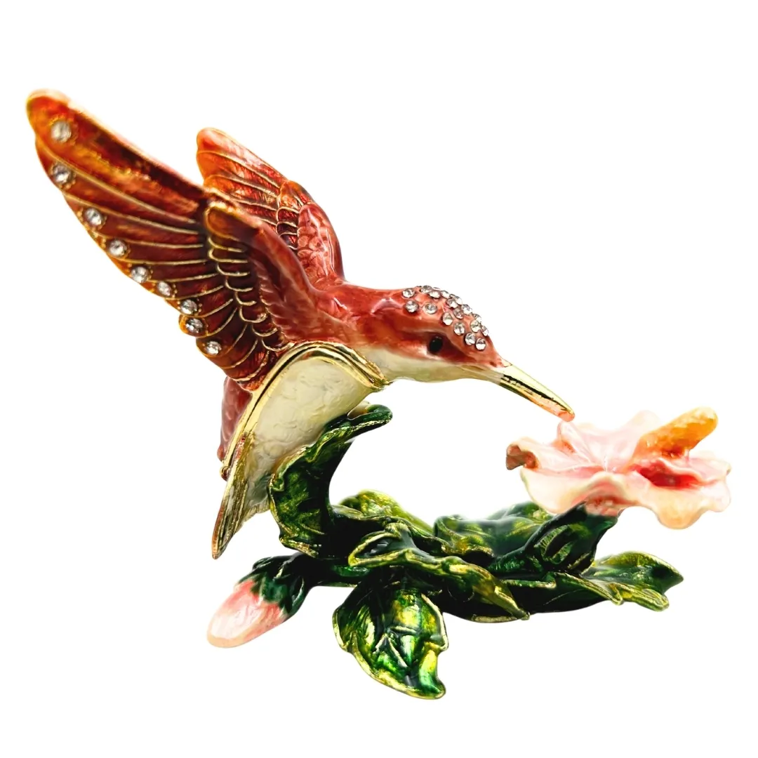 Szkatułka na biżuterię koliber zdobiona kryształkami HX357