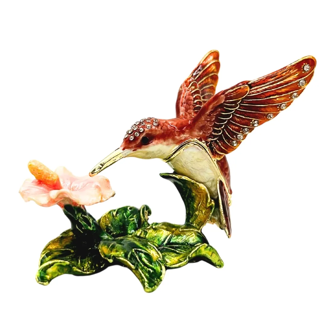 Szkatułka na biżuterię koliber zdobiona kryształkami HX357