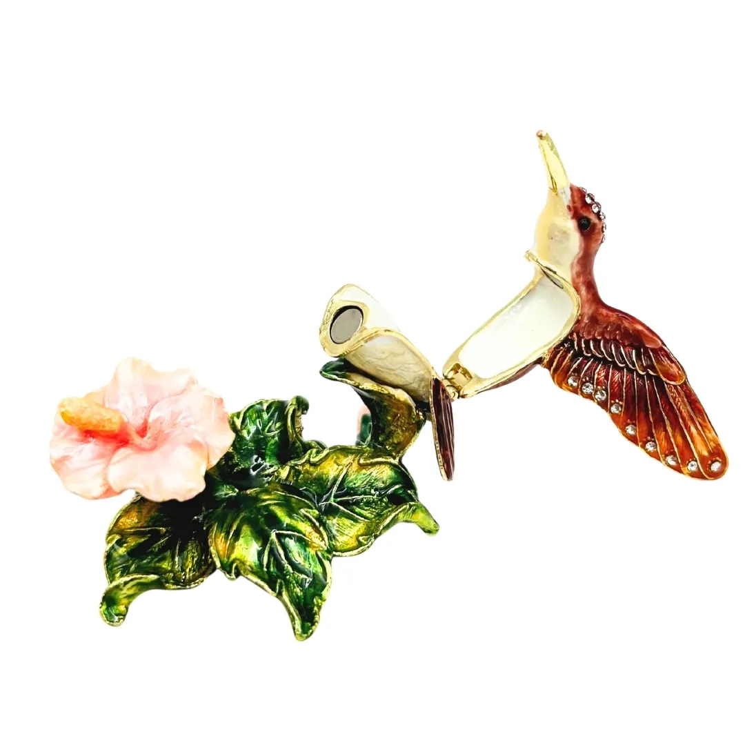 Szkatułka na biżuterię koliber zdobiona kryształkami HX357