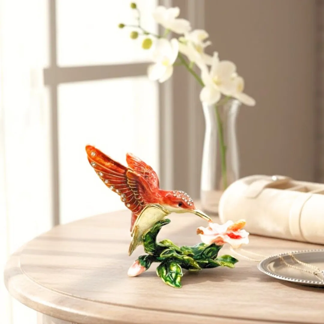 Szkatułka na biżuterię koliber zdobiona kryształkami HX357